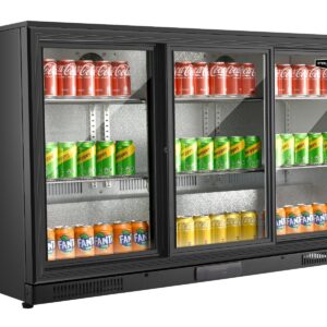 Sterling Pro Green SP3HC-BS Black Triple Door Sliding Bottle Cooler 300 Ltrs / 274 Bottles